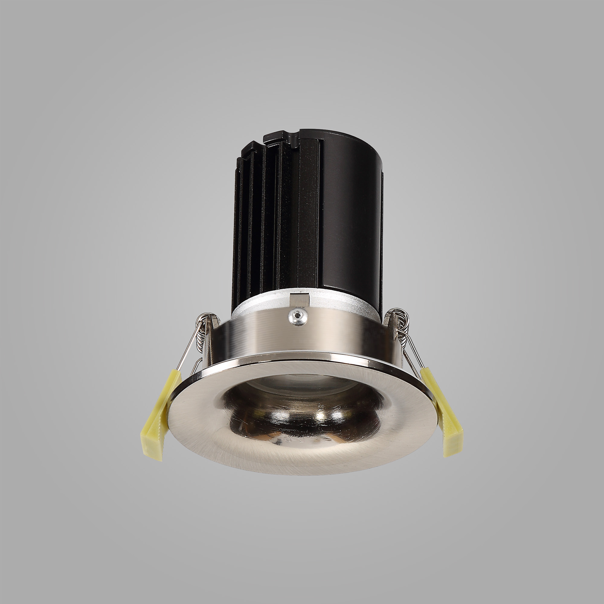 Bruve 10 Tridonic Powered 10W 3000K 780lm 12° CRI>90 LED Engine Satin Nickel Fixed Round Recessed Downlight, Inner Glass cover, IP65 DM200784  Dlux Bruve 10 IP65